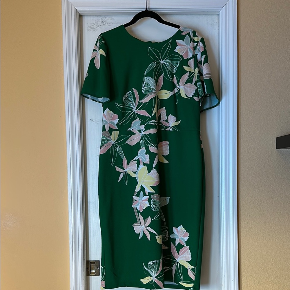 Hawaiian Floral Green Dress, Liz Claiborne
